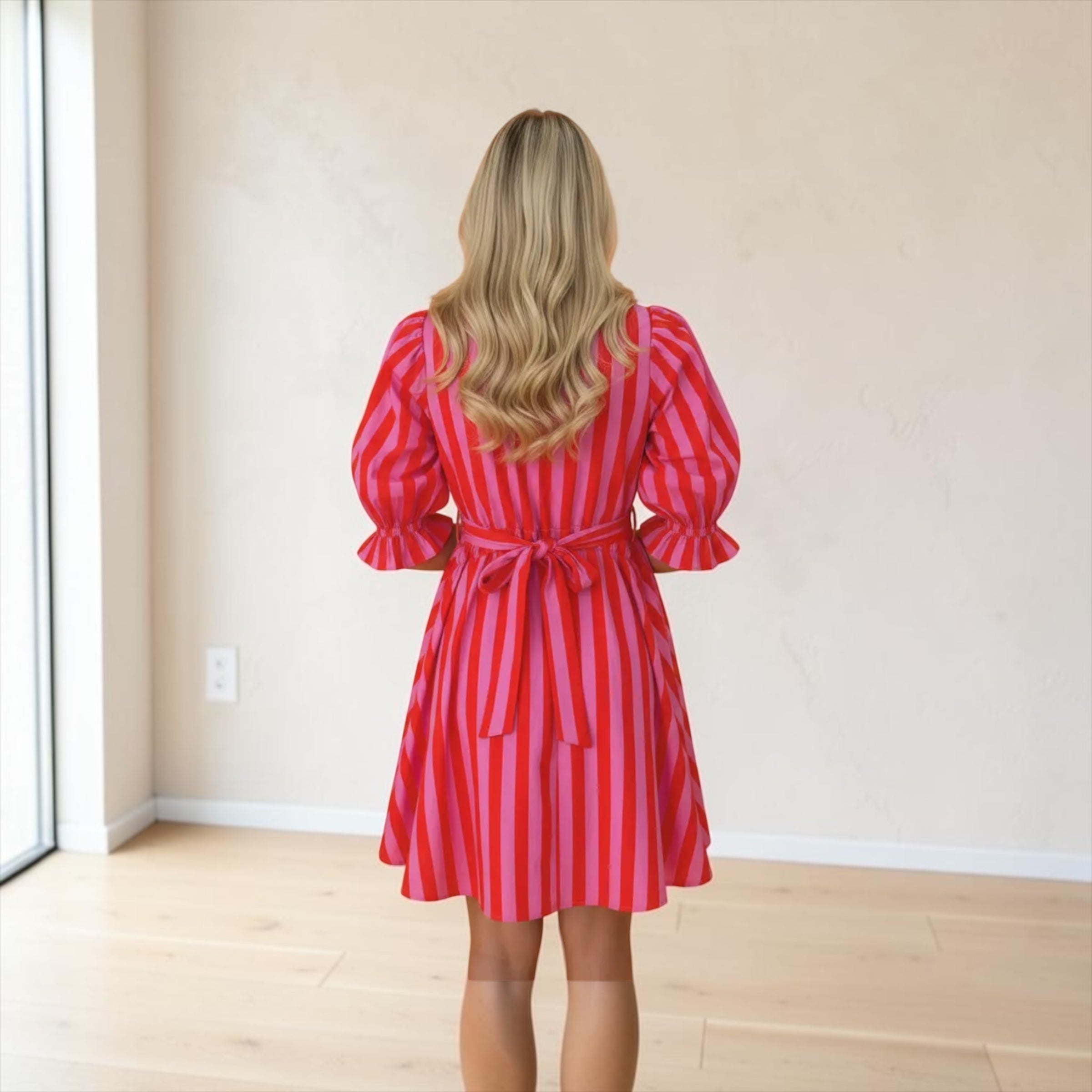 Pink Lemonade Stripe Tie-Back Dress