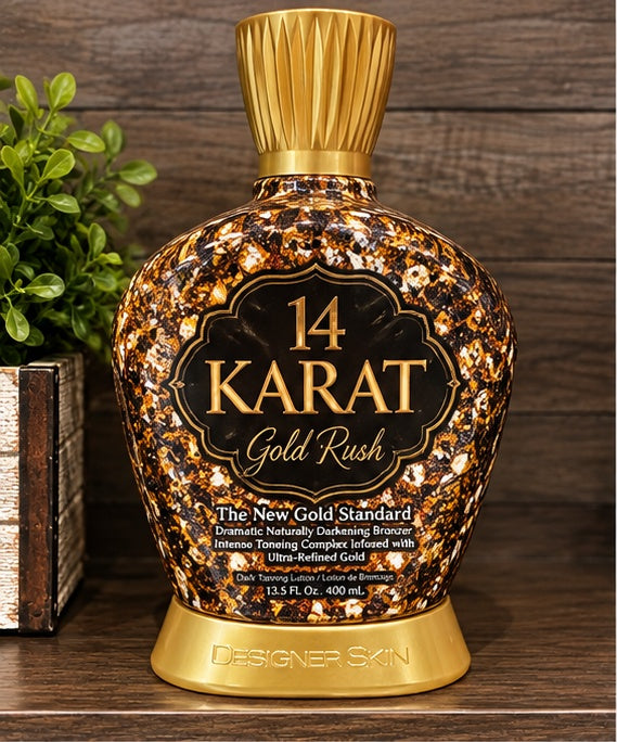 Designer Skin 14 Karat Gold Rush tanning lotion on shelf