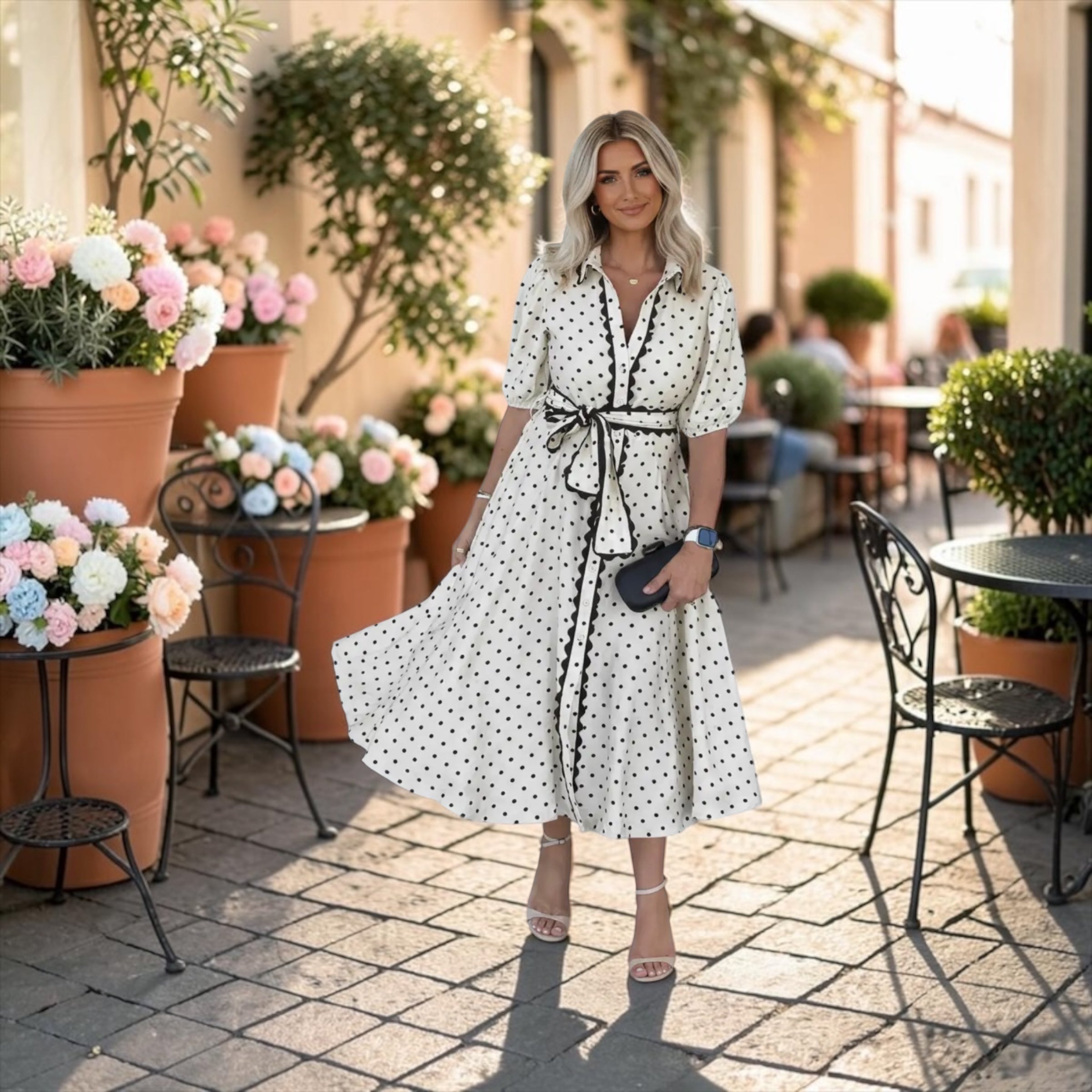 Classic Charm Polka Dot Midi Dress
