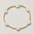 Gold Beaded Multi Pearl Stretch Bracelet
