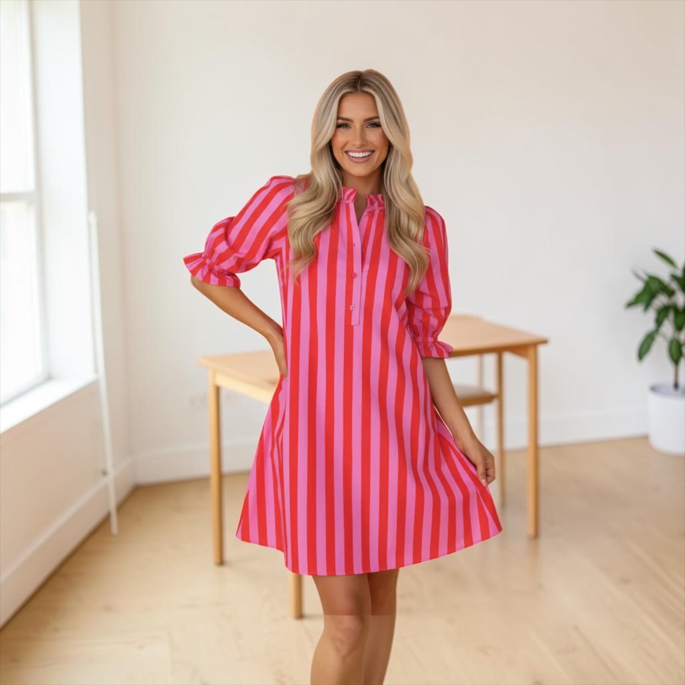 Pink Lemonade Stripe Tie-Back Dress