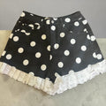 Midnight Charm Polka Dot Lace Trim Shorts