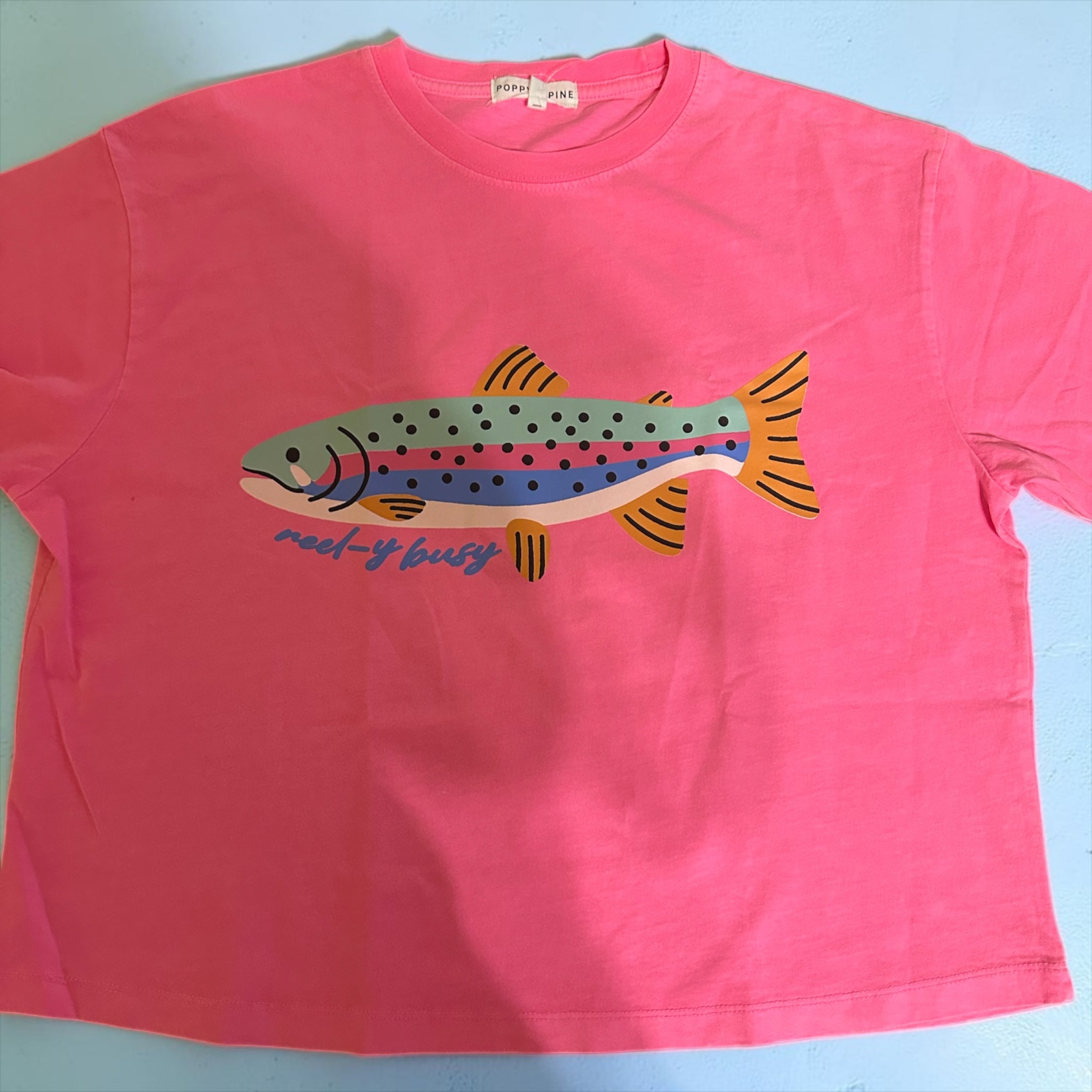 Reel-y Busy Graphic Tee – Hot Pink