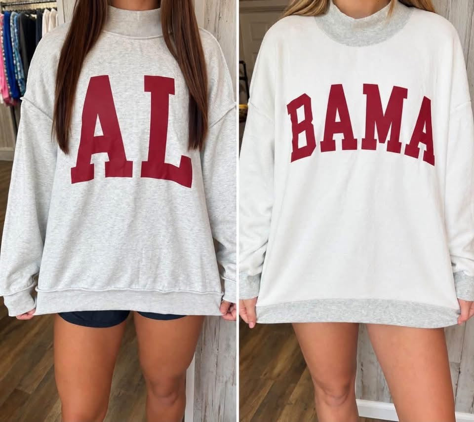 Alabama crimson letter oversized sweatshirt