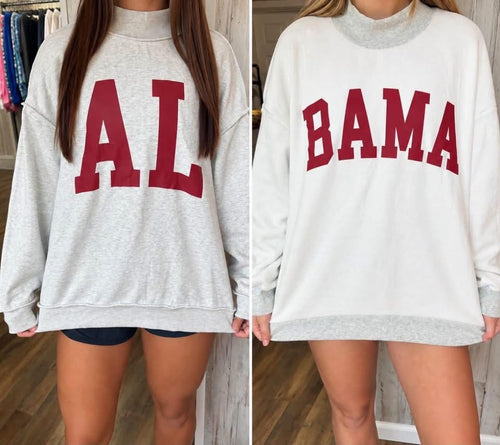 Alabama crimson letter oversized sweatshirt