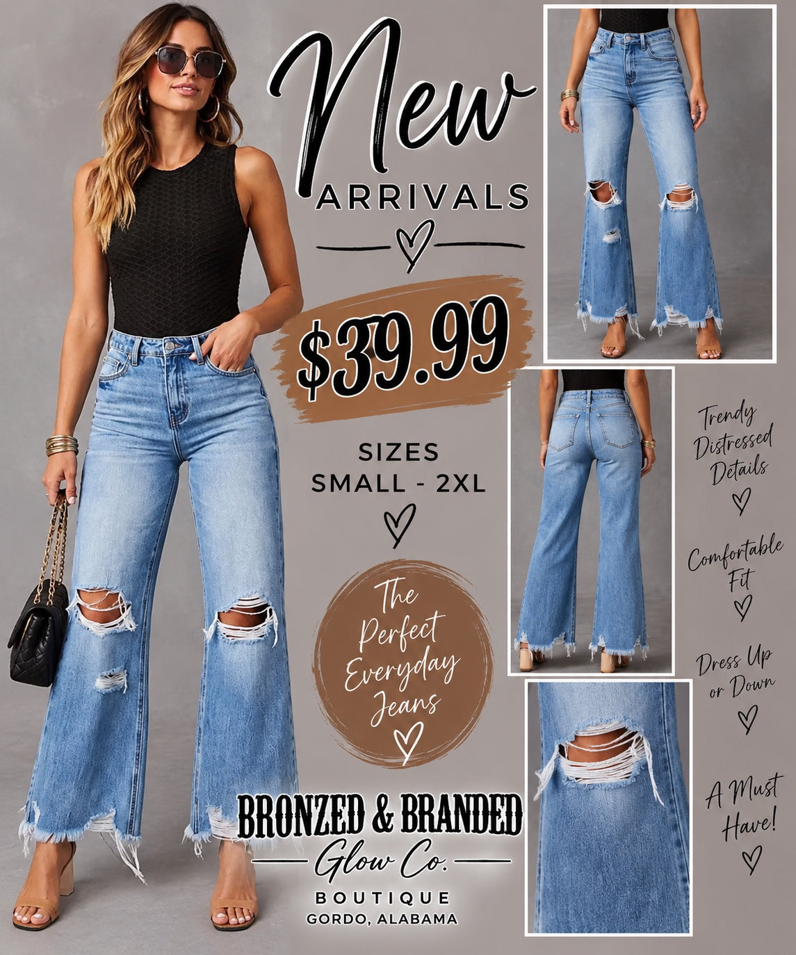 Light wash distressed wide leg jeans