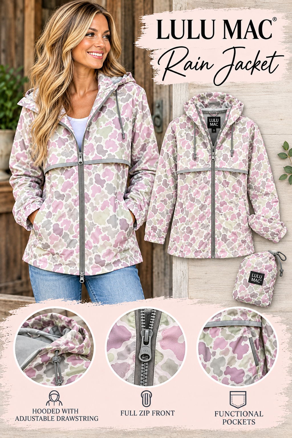 Lulu Mac pastel camo rain jacket