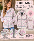 Lulu Mac youth pastel camo rain jacket modeled by a girl