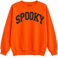 Orange Spooky sweatshirt with black polka-dot lettering