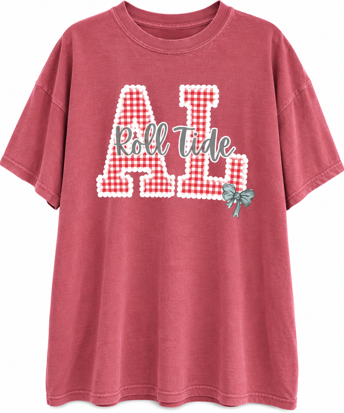 Pink Roll Tide AL Gingham T-Shirt