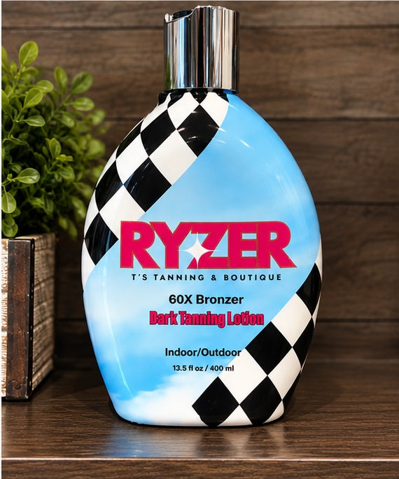 Ryzer 60X Bronzer tanning lotion on shelf